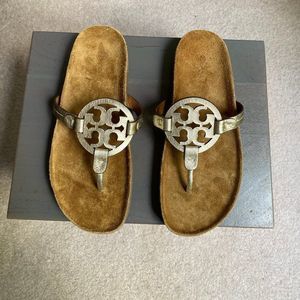 TORY BURCH Women Miller Cloud Goatskin Leather Logo Sandals - NEW NWOB